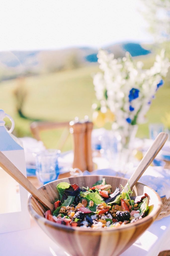A fruit filled favorite strawberry summer salad recipe by Lauren Cermak of the Southern Lifestyle Blog, Going For Grace. A little sweet, a little salty, and a lot of tasty!